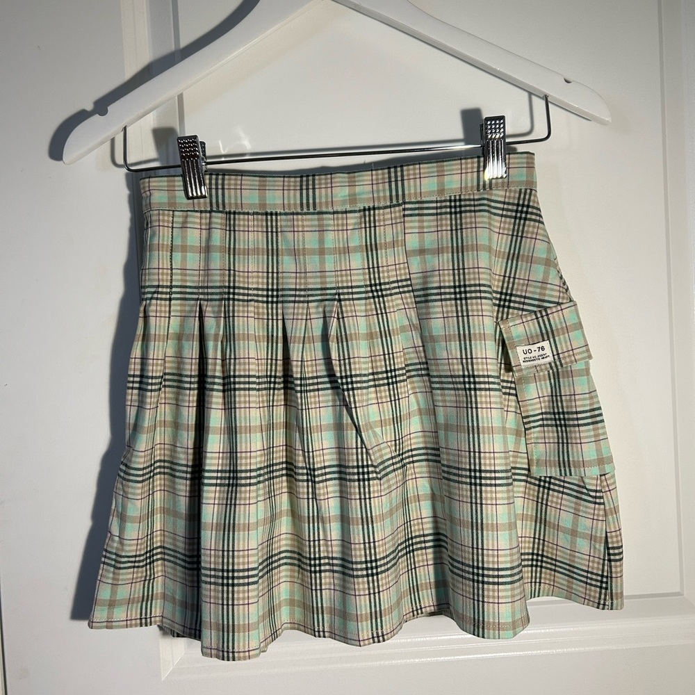 Urban Outfitters green pleated plaid skirt size XS